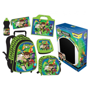 ست 45 در 1 کوله پشتی چرخدار 46 سانتی بن تن مدل Rainbow Max - Backpack - Trolley - Promotion Items 45 in 1 - Ben 10 _کوله پشتی